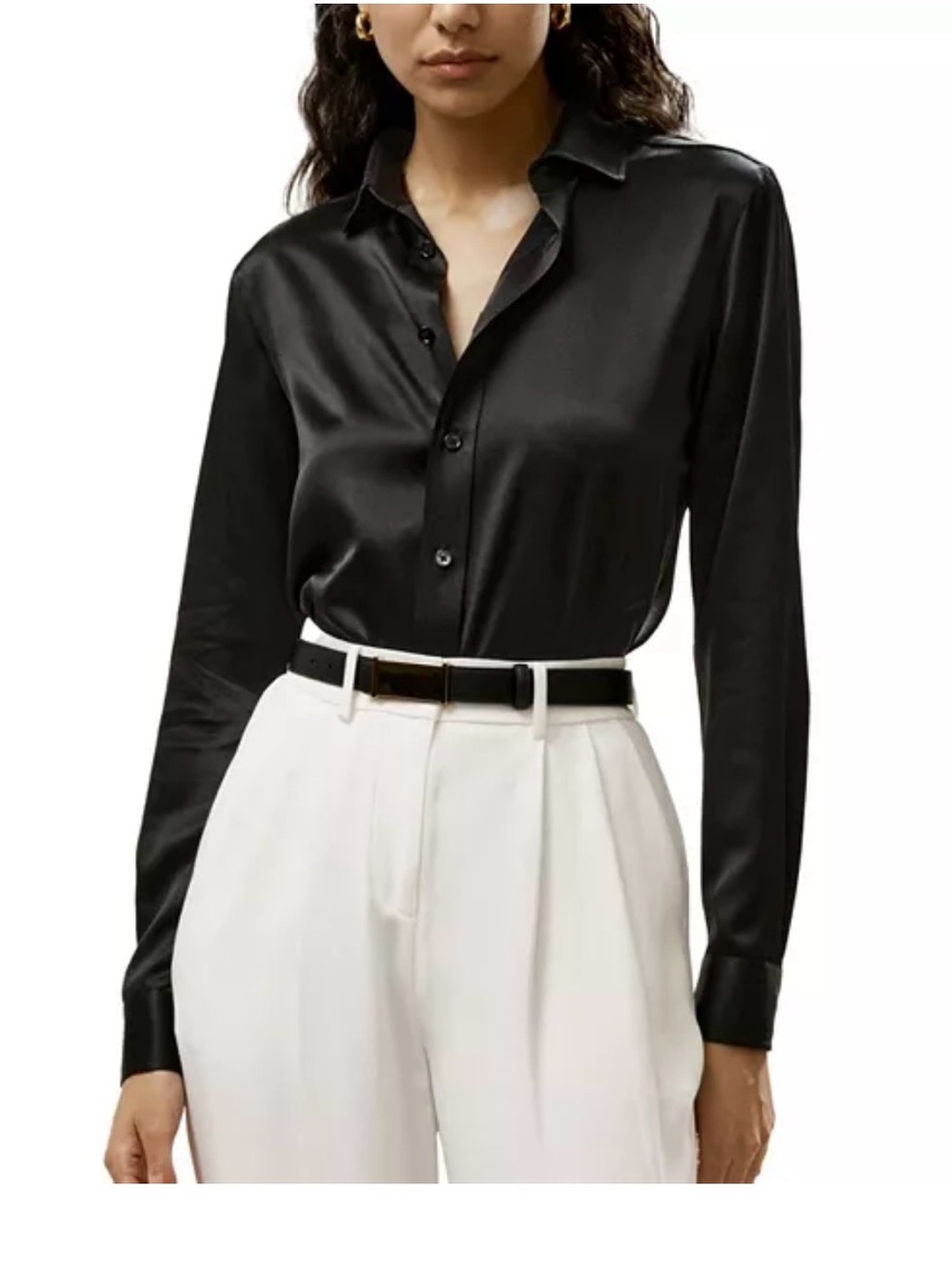 Black Lily Silk Button-Up Shirt - Women